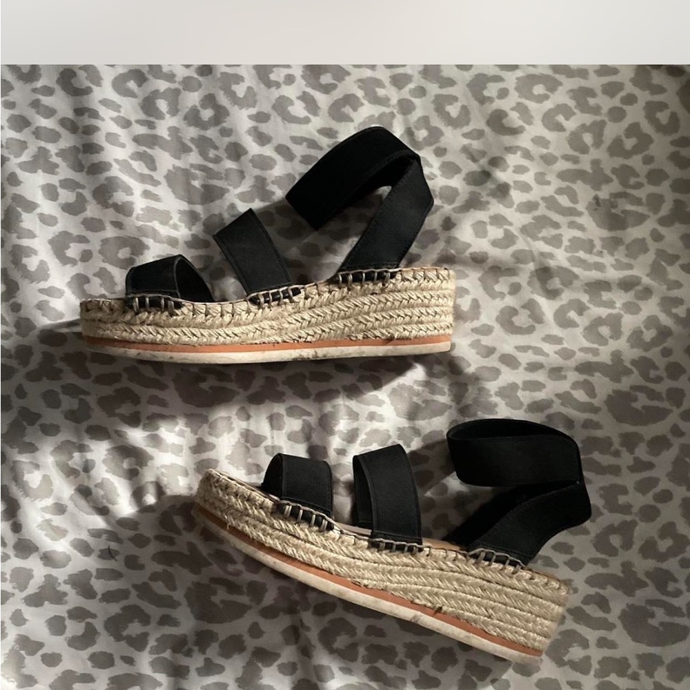 Black Espadrille Wedge Sandals